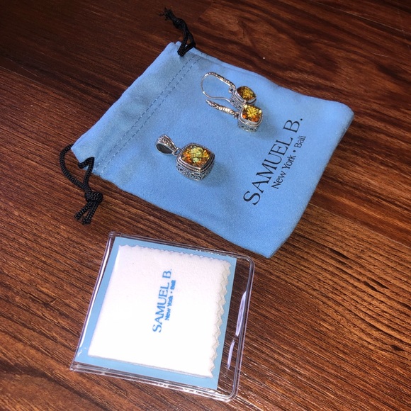 NWOT Samuel B. Citrine & Sterling Silver Pendant and Drop Earrings - Picture 4 of 12
